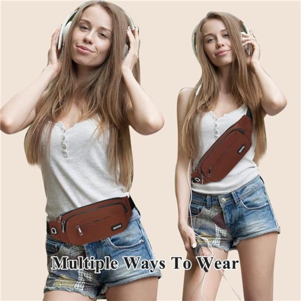 Large Crossbody Fanny Pack for Women Men Belt Bag With 4-Zipper Pockets - Picture 2 of 2